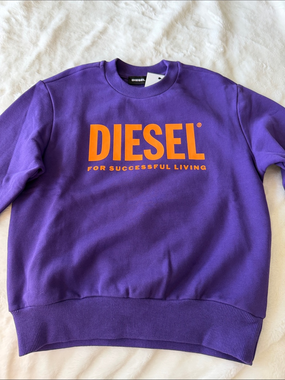 Boys Diesel Purple Crewneck Sweatshirt with Orange Logo